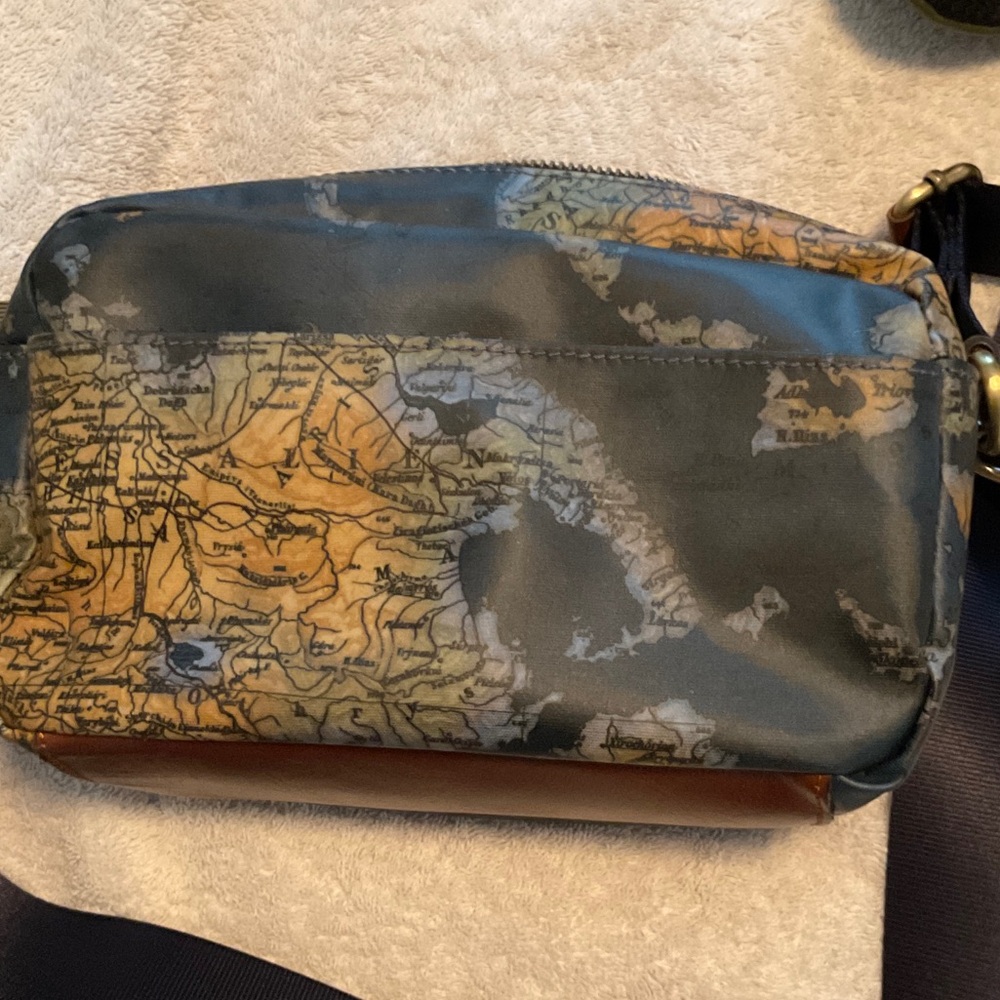 Patricia Nash Map Print Crossbody Bag - Blue and Brown